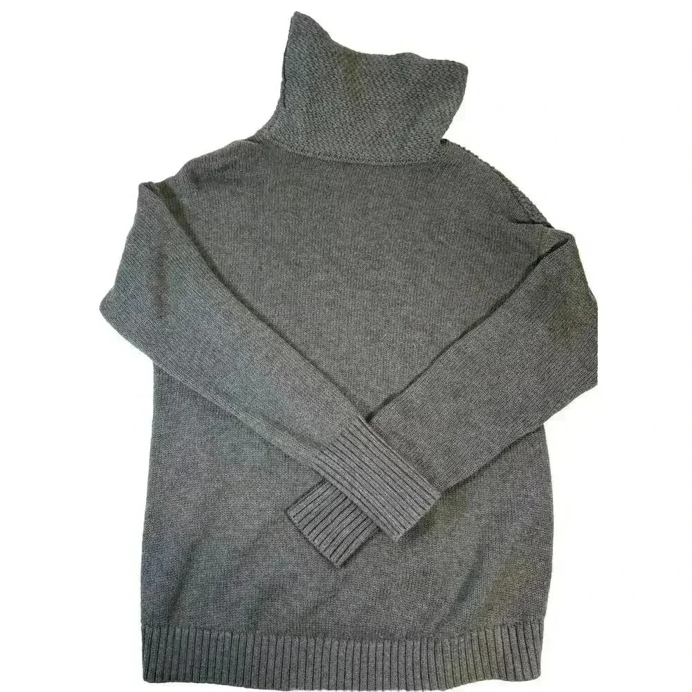 Athleta Breckenridge Women's Chunky Knit Sweater Charcoal Gray Size Medium - Picture 2 of 7